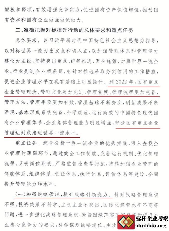 關(guān)于開展對標(biāo)世界一流管理提升行動(dòng)的通知
